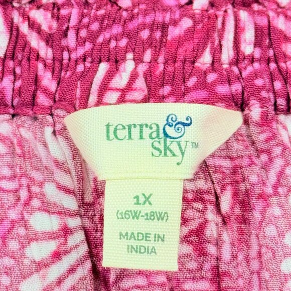 Terra & Sky Women's Off Shoulder Batik Geometric Print Maxi Dress Size 1X NWT - Picture 7 of 12